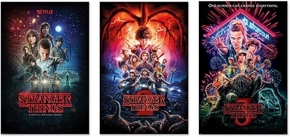 POSTER STOP ONLINE Stranger Things Seasons 1, 2 & 3 - TV Show Poster Set (3 Regular Style Posters - Version 2) (Size 24 x 36 Each - Unframed)