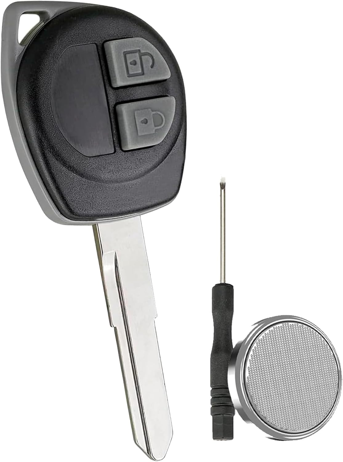 2 Button Remote Key Fob Case Shell with Uncut Blade&CR1620 Battery-Replacement for Suzuki Vitara, Swift,Ignis,Alto,Splash,SX4 & Vauxhall Agila