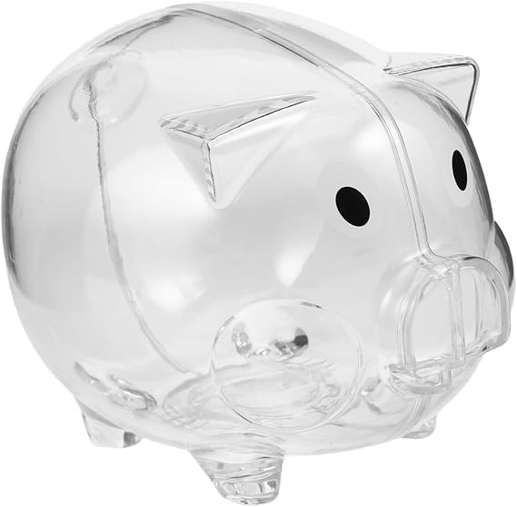 INOOMP 2pcs Transparent Piggy Bank for Kids Clear Money Box with Cartoon Pig Design Desktop Coin Jar for Cash Saving Safe Material Savings Bank Decor for Boys and Girls