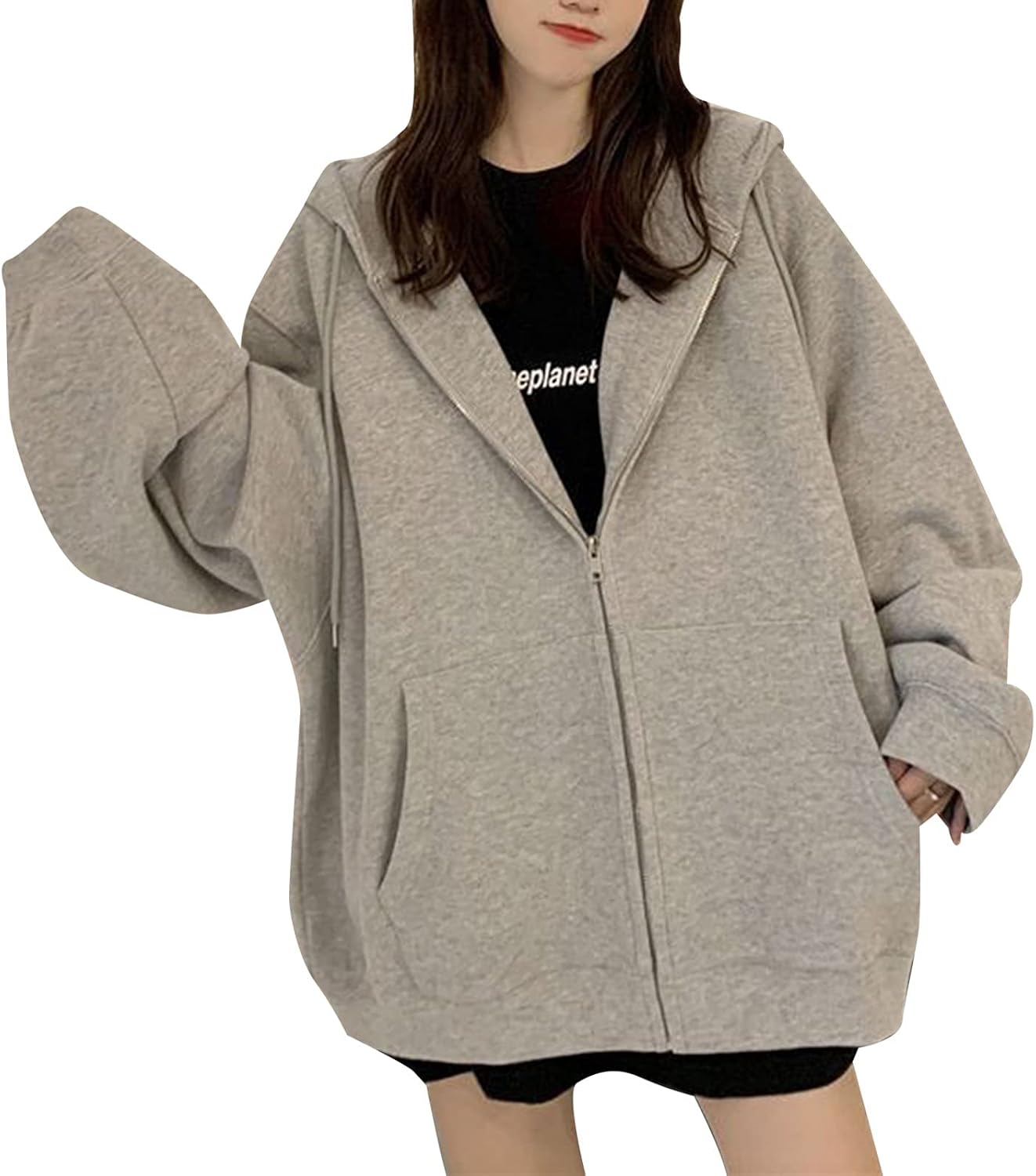 Womens Sweatshirt, Hoodie, Top, Faux Layered, High Neck, AutumnWinter, Loose, Cute, Hooded, Layered Style, Sweatshirt, Hoodie, Sweatshirt, Womens, Fashion, Autumn and Winter Tops