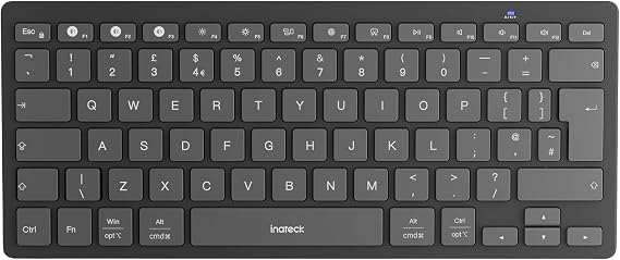 Inateck Bluetooth Keyboard for 3 Multi-Device, Ergonomic Design | Compatible with iPad/Windows/Android/iOS,Oversized Keycaps