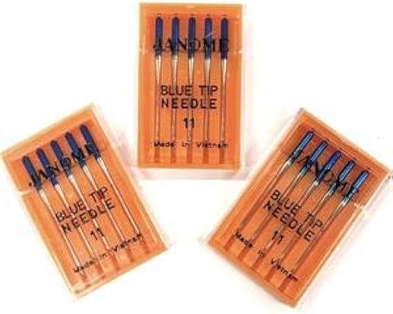 Janome Blue Tip Sewing Machine Needles, Size 75/11, 3 x 5 Pack of Needles, Great All-Purpose Sewing and Embroidery Needles