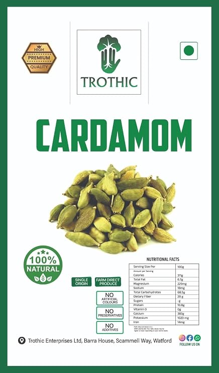 Trothic Spices Elaichi | Green Cardamom | Hari Elaichi Whole Spices | Chhoti Elaichi Seeds Unique Aroma & Pleasant Flavour | 100g