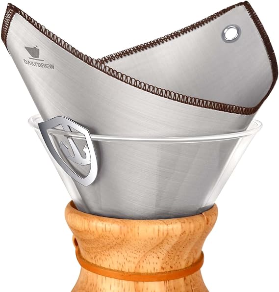 Stainless Steel Coffee Filter for 6/8/11 Cup Pour Over Glass Coffee MakersSquare Reusable Mesh Coffee Filter With Hanging-ears, Compatible with Chemex and Similar Pour Over Glass Coffee Makers