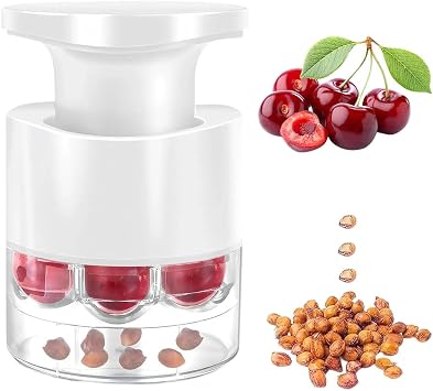 7-Hole Cherry Pitter, 2025 New Quick Push Pull Multiple Cherries Seed Remover Cherry Pitter Tool, Multi-Function Cherry Pitters Core Remover (White)