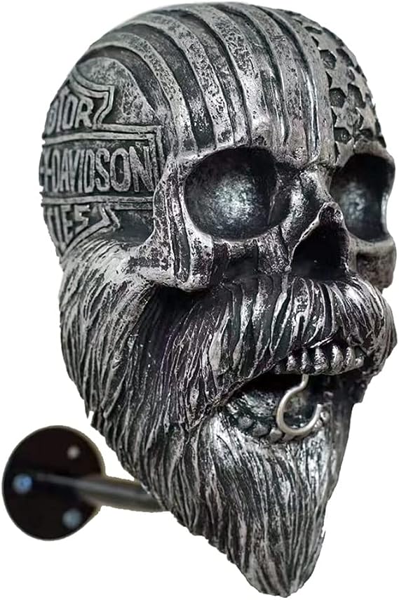 Motorcycle Skull Helmets Holder, Helmet Hanger Wall Mount, Resin Crafts Skull Helmets Rack for Ghost Head Wall Decoration, Gift for Motorcycle Enthusiasts
