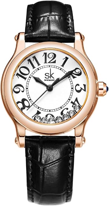 SHENGKE Fashion Floating Crystal Arabic Numerals Dial Watches for Women