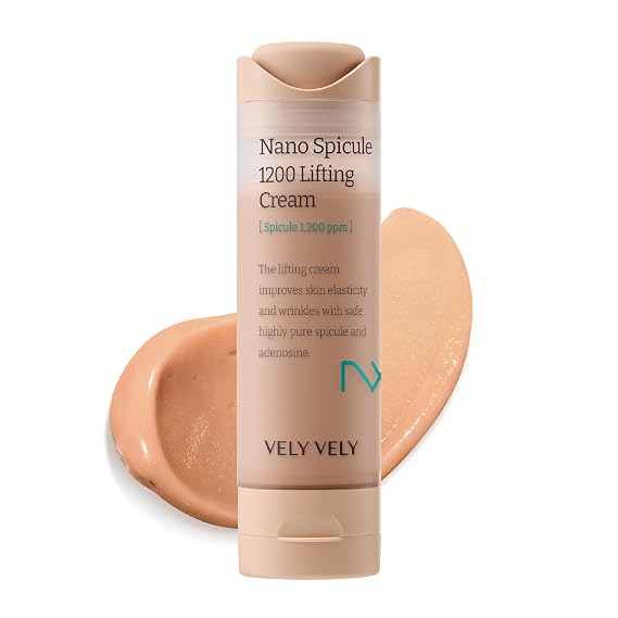 VELY VELY Nano Spicule 1200ppm Lifting Cream - AntiAging Wrinkle Microneedling Face Moisturizer for Women, 10 Peptides, 50ml / 1.69 oz | Anti-Aging Peptide Cream for Wrinkles, Elasticity and Uneven Skin Texture