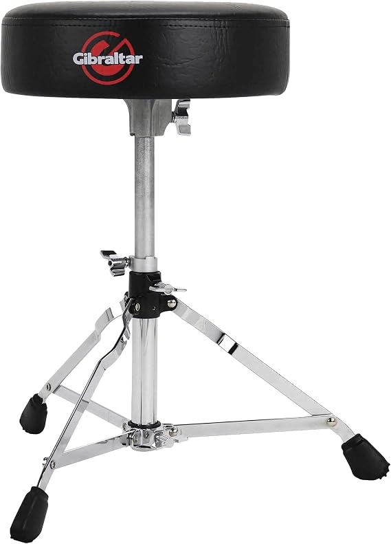 Gibraltar Drum Throne with Adjustable Height, Round Seat, Single-Braced Drum Stool, Lightweight Portable Design, Comfortable Cushion, Ideal for Practice, Travel, or Gigs, 4000 Series (4608)