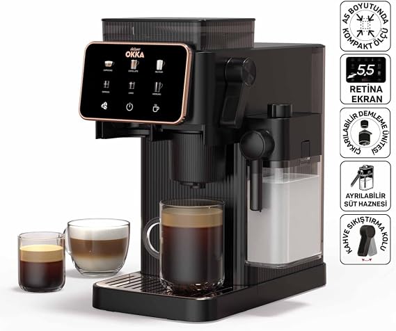 OK0047 Okka Barista Compact Otomatik Espresso Makinesi, Bakır