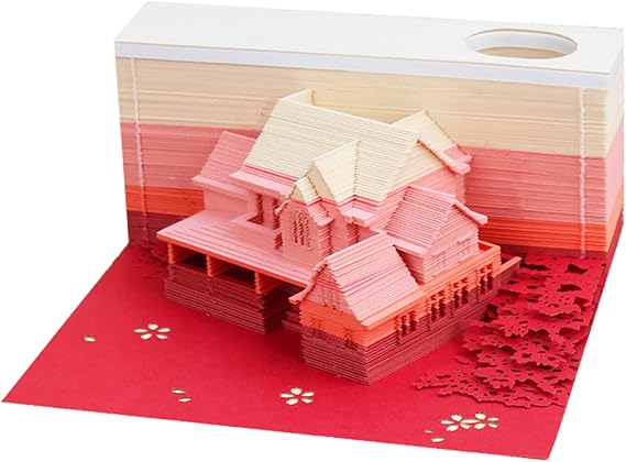 3D Memo Pad with Pen Holder, Multifunctional 3D Notepad Paper Art Model Office Home Decor, 3D Sticky Notes DIY Creative Gift