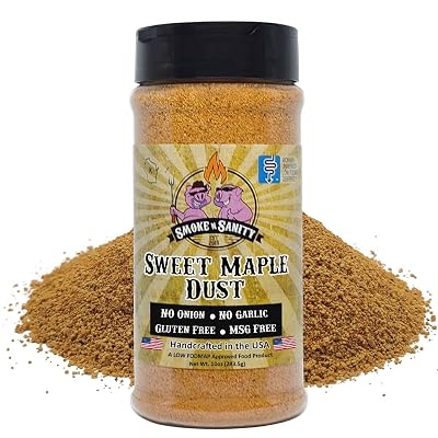 Smoke n Sanity Sweet Maple Dust - Certified Low FODMAP Seasoning - Gluten Free - Certified Kosher - Dairy Free for Low FODMAP Foods and Low FODMAP Diet 10 oz