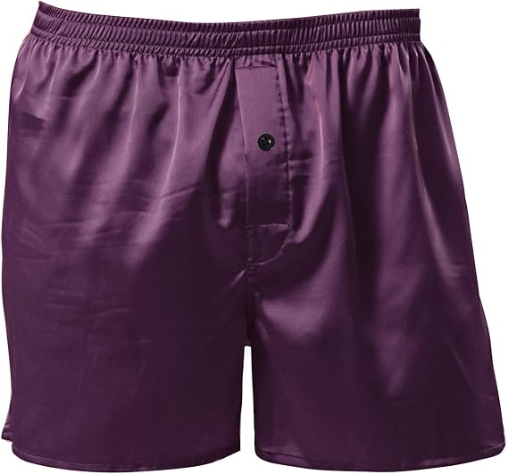 Men's Satin Boxers Shorts Satin Underwear Sleep Shorts Silk Pajama Bottom Shorts With Button Fly
