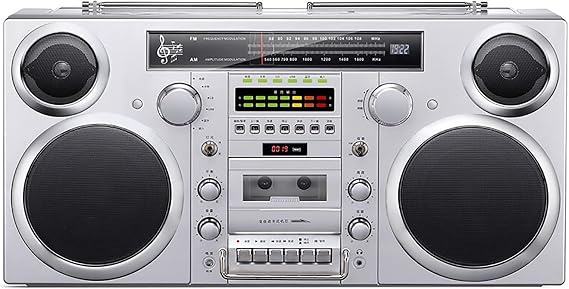 Bluetooth 5.0 Retro Radio, Cassette Boombox, Home Tape CD Player, with AM/FM Radio, SD Slots, Aux In, Headphone Jack, Convert Cassettes To USB/SD