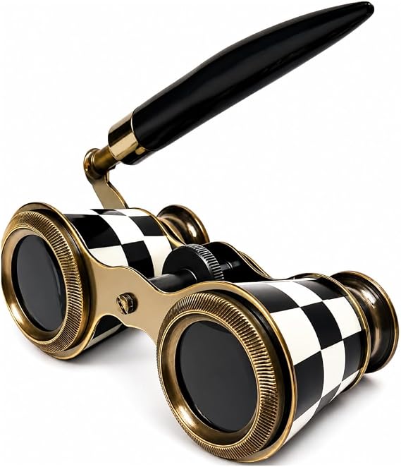 Opera Glasses Binoculars for Adults Women - 2.5X Mother of Pearl Solid Brass Theater Binoculars with Handle - Vintage Opera Glass for Ballet Kentucky Derby Concerts Pocket Size Gift