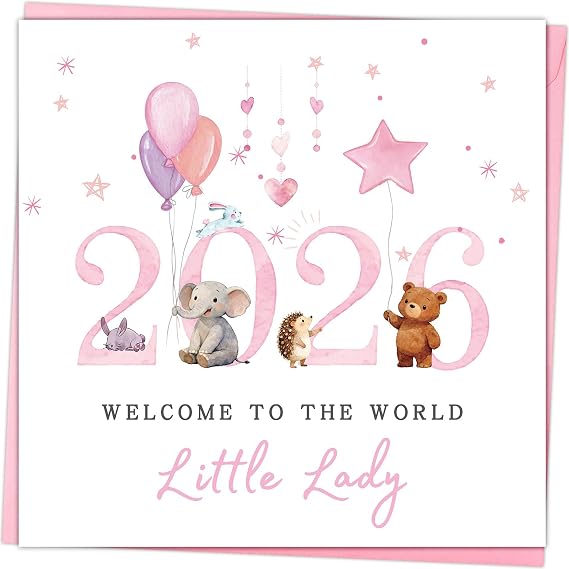 Baby Girl Card, New Baby Card for Newborn Girl, Baby Girl Gifts