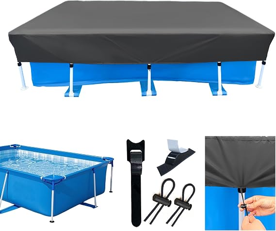 13 x 7 ft Rectangular Pool Cover 157 X 83 in Drawstring Pool Cover | 13ft Rectangle Pool Cover Above Ground Pool 13' Swimming Pool Covers Durable Heavy-Duty for Garden Outdoor