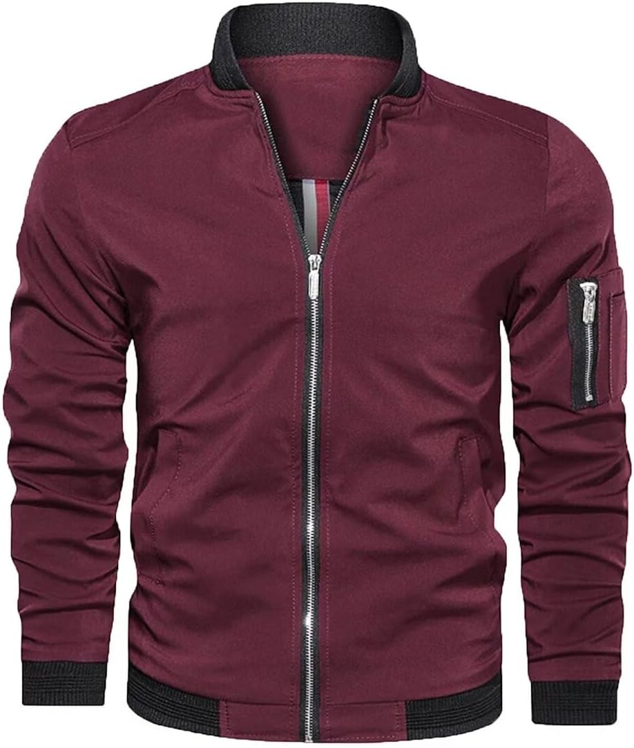 Shuanghao Lightweight Thin Stand Collar - Mens Bomber Jacket Classic Jacket Outdoor Zipper Sports Jacket Spring Leisure Casual Windproof Summer Autumn Blouson Transitional Jacket