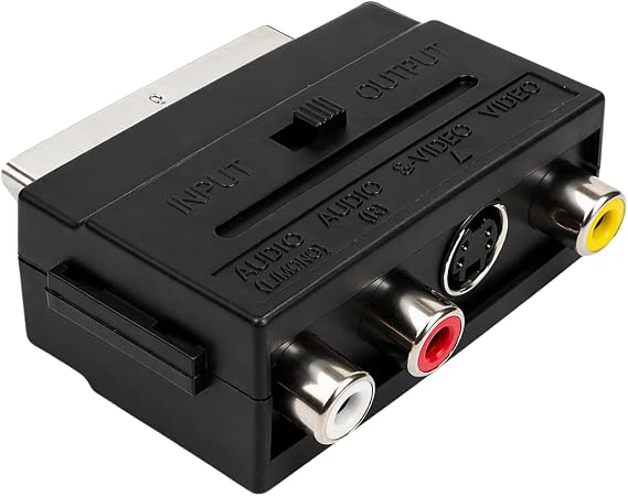 Scart to 3 x RCA Female In/Out Switch Converter for AV Audio Video Connection AV Adapter RCA Compatible with TV DVD Recorder Projectors with 20-Pin Scart Connectors
