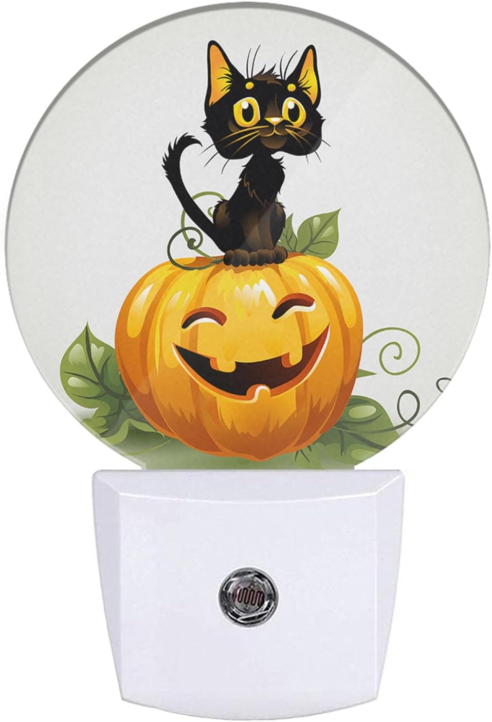 Uanvaha Plug in Happy Halloween Night Light Cute Black Cat Kitten and Pumpkin Nightlights Auto OnOff Dusk to Dawn Night Lamps for Home Bedroom Living Room Bathroom
