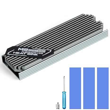 ASTARON M.2 SSD Heatsink 2280 Thin Cooler with Nano Thermal Pads (0.5mm-1mm) NVME M2 Thermal Pad Double-Sided Heat Sink for PC/PS5/Gaming Laptops (Silver)