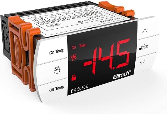 Elitech EK-3030E Digital temperature controller with touch screen, Thermostat with 2 relays, output control refrigeration, heating, defrost, fan, 2 probes