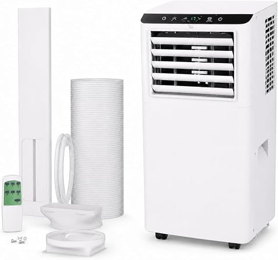 8,000 BTU Portable Air Conditioner, AC Unit with Built-In Cool, Dehumidifier & Fan Modes for Room Up to 350 Sq.Ft, Conditioner Remote Control, 24 Hour Timer, Installation Kit