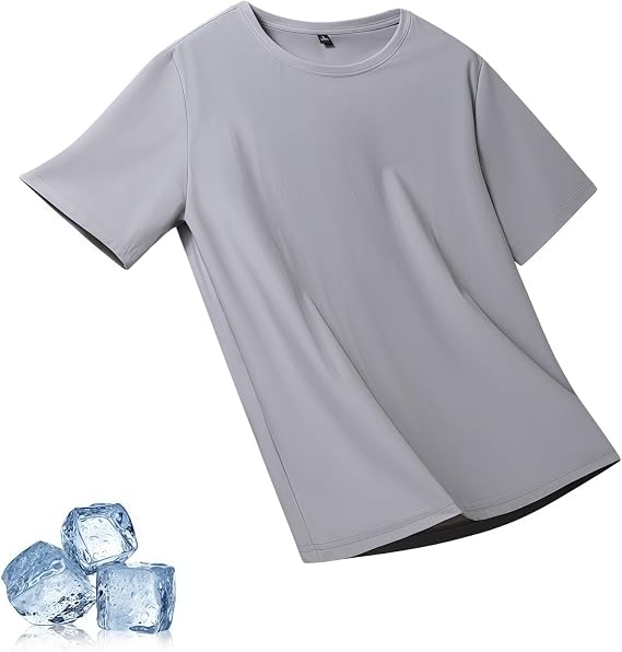 Men's Ice Silk Quick Dry T Shirt Lightweight Crew Neck Tee
