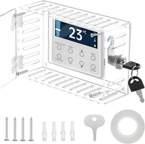1 Pcs Thermostat Lock Box with Key,Clear Thermostat Lock Box 4"H x 5.9"W | Thermostat Lock Box with Key &Lock Thermostat Cover for Thermostat on Wall,Lockable Thermostat Lock Box Cover,AC Lock Box