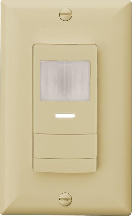 SensorSwitch Wall Mount Motion Sensor Switch, Passive Infrared Wall Switch and Occupancy Sensor and Dusk-to-Dawn Photocell, WSX Series, Single Relay, Ivory