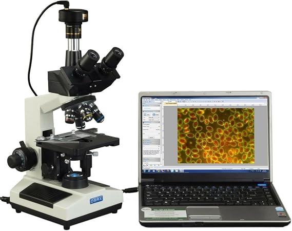 OMAX - Digital 40X-2500X Advanced Oil NA1.25 Darkfield Trinocular Compound LED Microscope + 5.0MP Camera with Measurement, Stitching, Extended Depth Software - M837ZL-A191BD-C50U