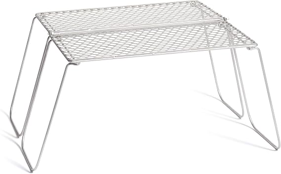 Vargo Titanium Bifold Foldable Campfire Grill - Portable Titanium Grill Surface with Legs - 60+ Square Inch Cooking Surface for Backpackers and Campers