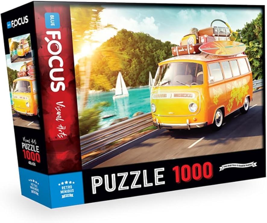 Blue Focus 1000 Piece Puzzle Retro Minibus