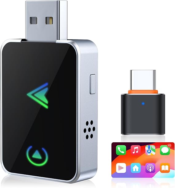 Wireless CarPlay Adapter for iPhone, 2026 Upgraded 2-in-1 Android Auto CarPlay Wireless Adapter, Convert Wired to Wireless, Fast & Stable, Plug & Play, Compatible with Factory Wired CarPlay Cars 2016+