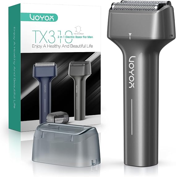 VOYOR Foil Shavers for Men, Electric shavers for Men with Wet & Dry TX310 | Rechargeable Lightweight Handheld Design Mens Electric Shaver, Travel Lock, Cordless, Precision Blades, Gifts for Men Gray