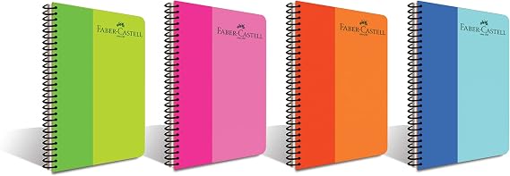 Faber-Castell Spiralli Defter, 100 Yaprak, 70g Kağıt, A4, Çizgili, 500 Mikron PP Kapak, Dayanıklı ve Çevre Dostu, Asorti Renkler