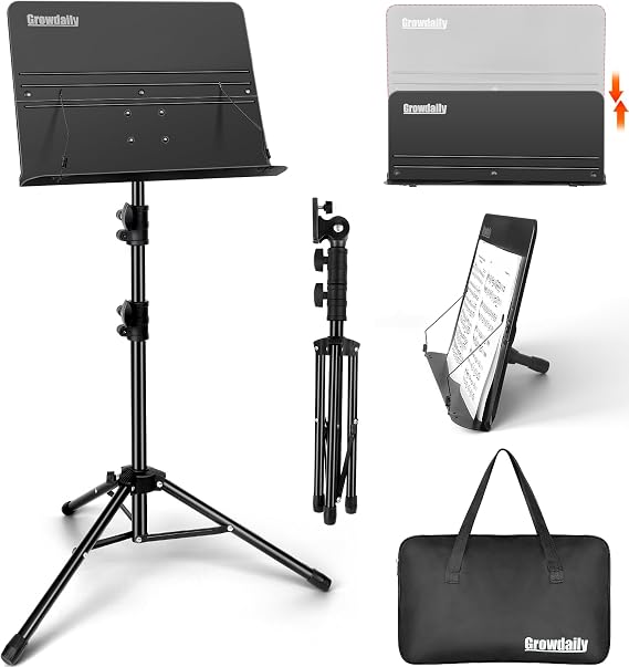 Music Stand, Folding Music Stand Portable Music Stand For Sheet Music | 2 Foldable Music Stand Sheet Music Stand With Carrying Bag Matte Frosted Metal Material Sturdy Height Adjustable