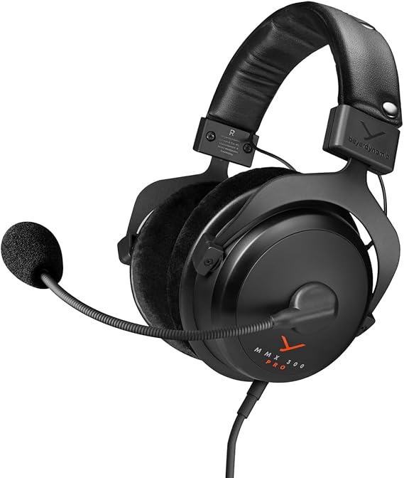 beyerdynamic MMX 300 PRO Closed Gaming Headset with Stellar.45 Driver and Condenser Microphone, Wired Gaming Headset Suitable for PC, Gaming Console, PS, Switch. Handmade in Germany, Black | STELLAR.45 Driver, Condenser Mic, Multi-platform, Handmade in Germany, High-res Audio, Comfort Design, Studio-level Sound