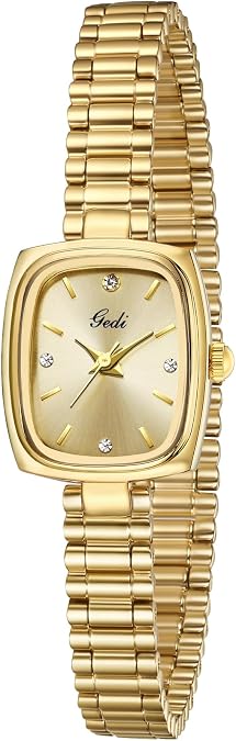 FORSINING Square Small Gold Watches for Women Ladies Quartz Wrist Watches with Gold Stainless Steel Band