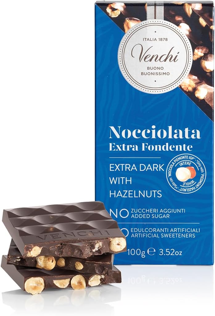 Venchi Official Extra Dark Hazelnuts, No ADDED SUGUR Shopping Bag, 3.5 oz 100 g, Sugar Free Chocolate, Thank You, Celebration, Family Celebration, Souvenir, Greetings, Return Gift, Tote Bag, Shopping Bag, Small