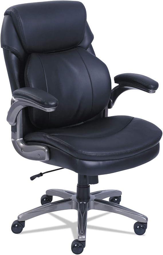 SertaPedic Cosset Mid-Back Executive Chair, Supports Up to 275 Lb, 18.5" to 21.5" Seat Height, Black Seat/Back, Slate Base