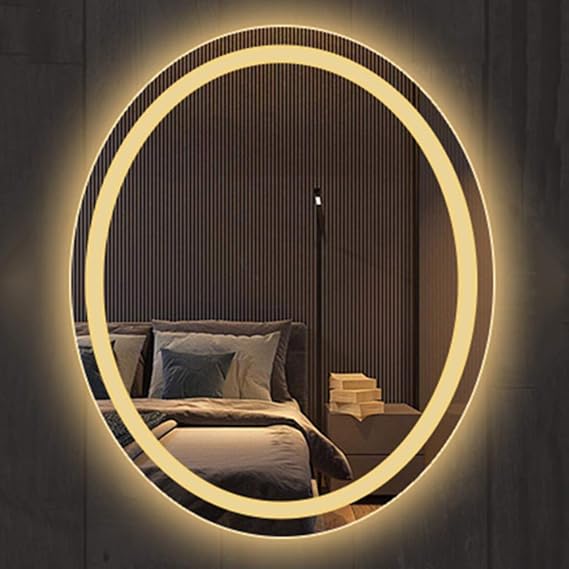 Mirror Oval, Smart Bathroom with LED Light, 500700mm/600800mm/700900mm Wall Mount Frameless with Anti-Fog Light
