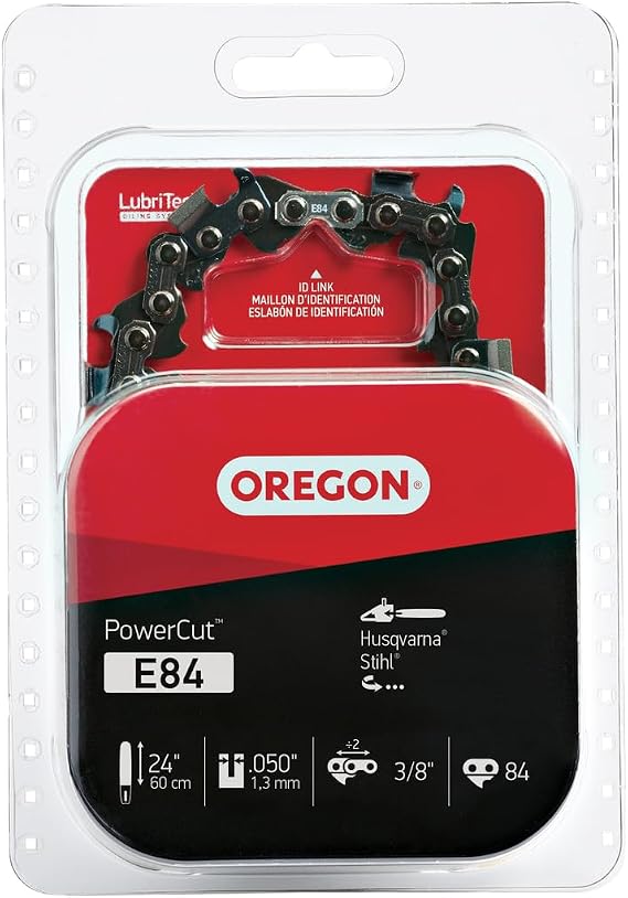 Oregon Chainsaw Chain for 24" Bar, 3/8" Pitch, .050" Gauge, 84 Drive Links | Professional Full-Chisel Replacement Saw Chain, Fits Husqvarna, Stihl and More
