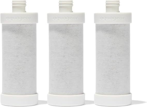 Aquagear Bottle Replacement Water Filter 3-Pack Chlorine, PFOA/PFOS Filter, 40 Gallon Filter Life