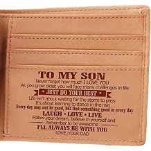 Customized Leather Front Pocket Wallet - Slim Wallet RFID Minimalist Credit Card Wallets - Personalized Gift, Brown- to Son from Dad, S