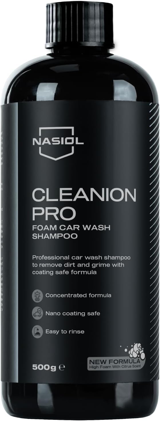 Nasiol Cleanion Pro New Formula Car Concentrated Shampoo-500 Gr-Citrus Fragrant Brushless Car Wash,Detailing, Lots of Foam Car Cleaning Shampoo