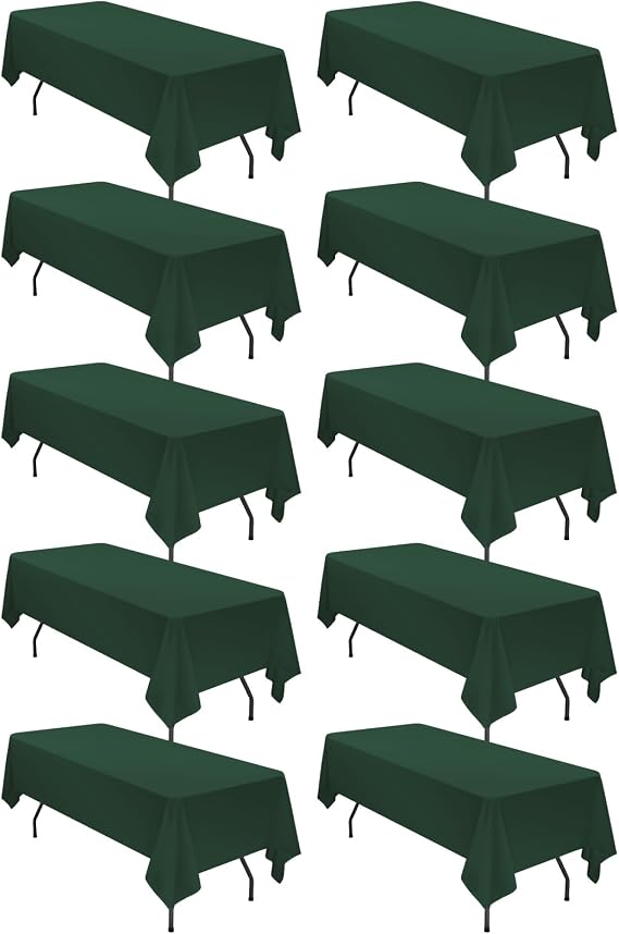 fani 10 Packs Hunter Green Tablecloth - 60 x 102 Inch for 6Ft Tables