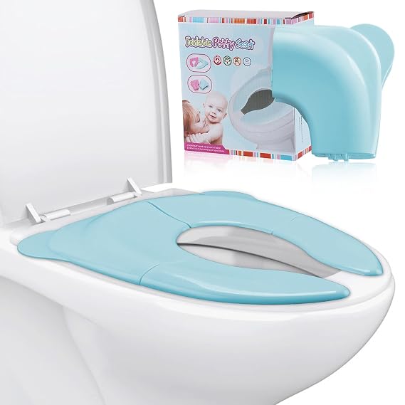 Folding Travel Potty Seat Portable Non-Slip Silicone Pads Upgrade Foldable Potty Seat Reusable Toilet Potty Training Seat Covers for Toddlers and Kids Portable Potty Seat Recyclable Potty Seat Cover