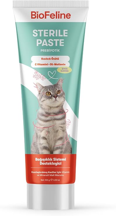 Biofeline Kısır Kediler İçin Multivitaminli Malt Macun 100g ve Sterile Paste