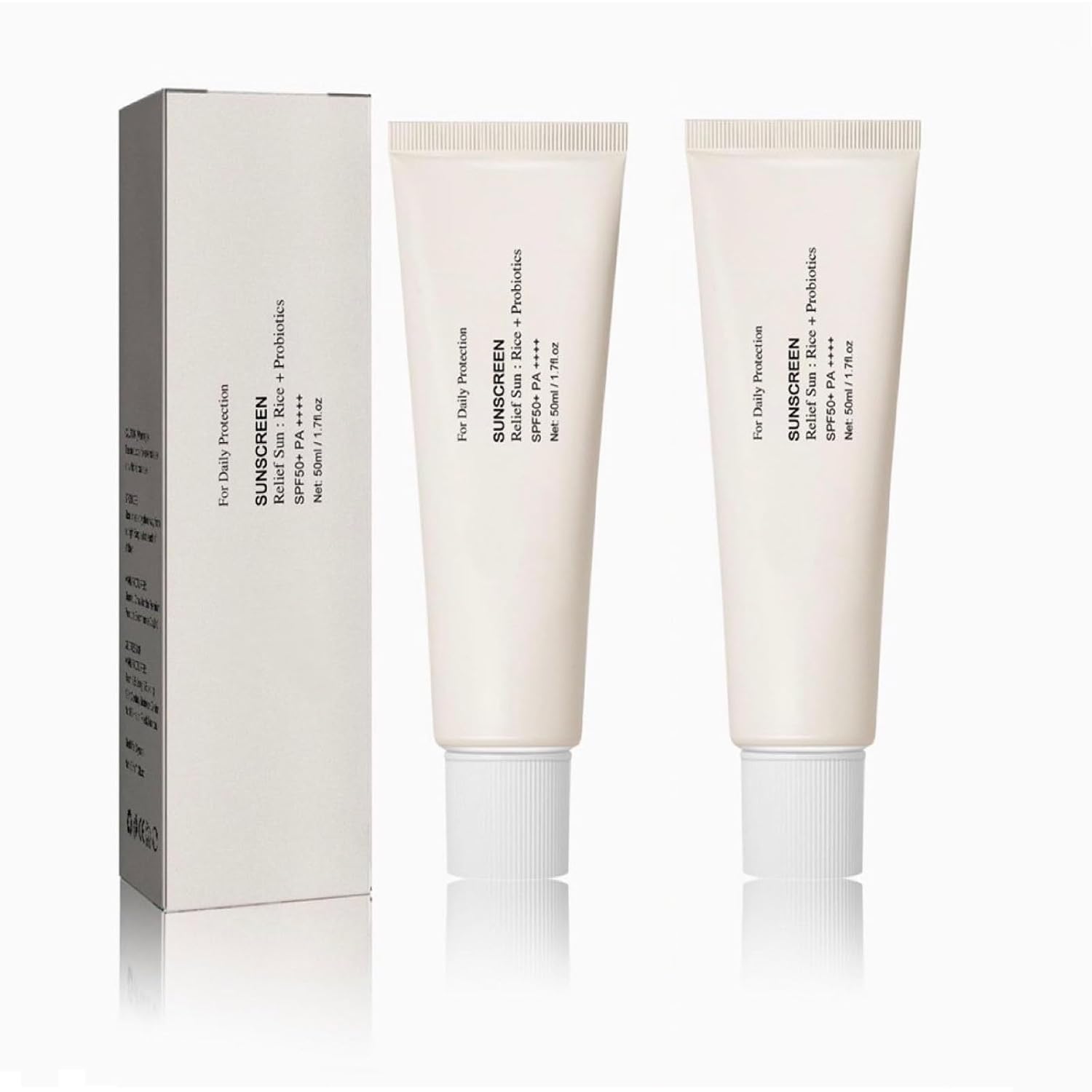 2 Pcs Relief Sun Sunscreen, Korean Face Sunscreen SPF50 PA for All Skin Types, Nourishing Skin Protection and UV Defens